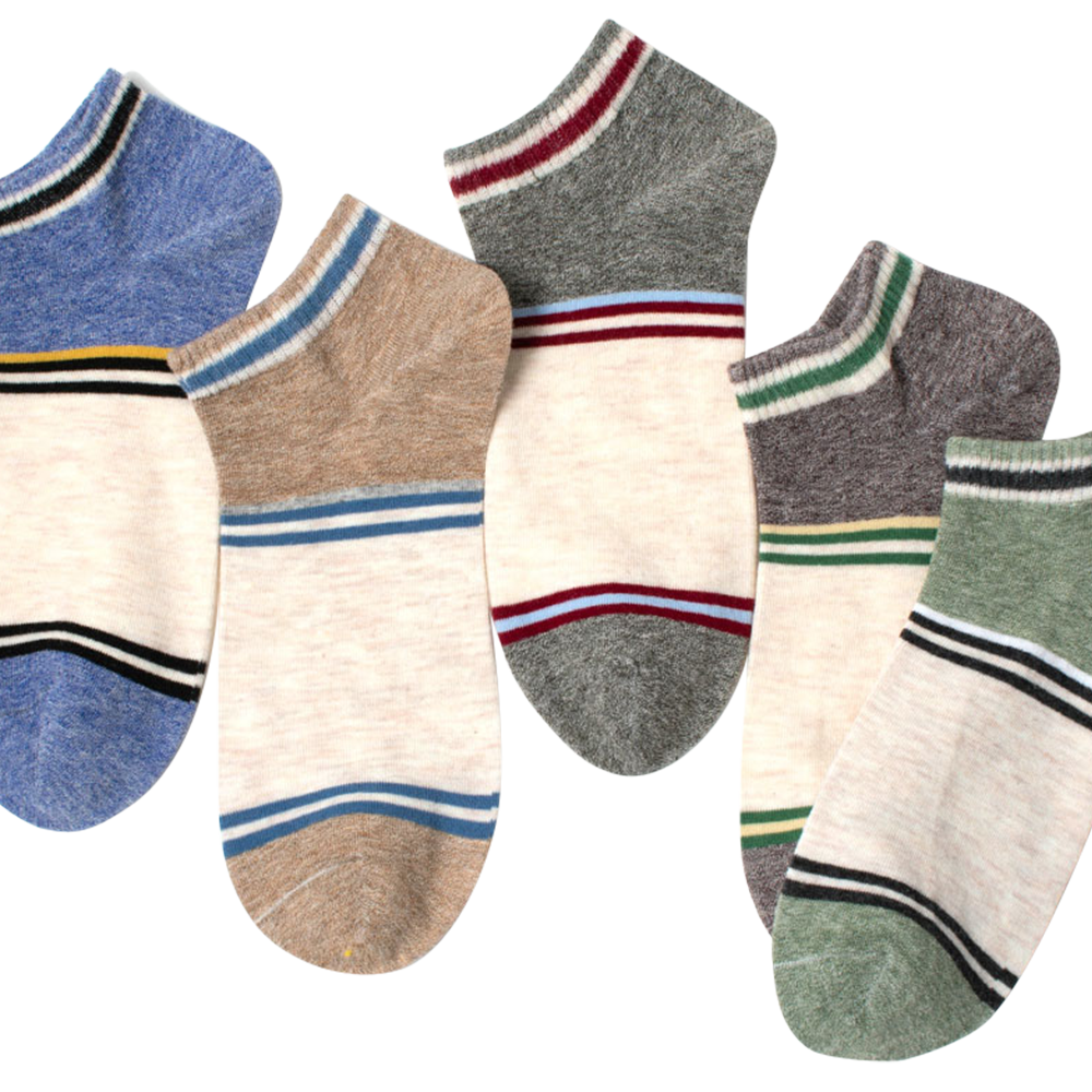 Combed cotton multi-color uniex ankle socks with sample pattern