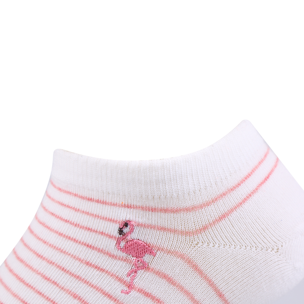 Warm colored embroidered flamingo socks for women embroidered patter