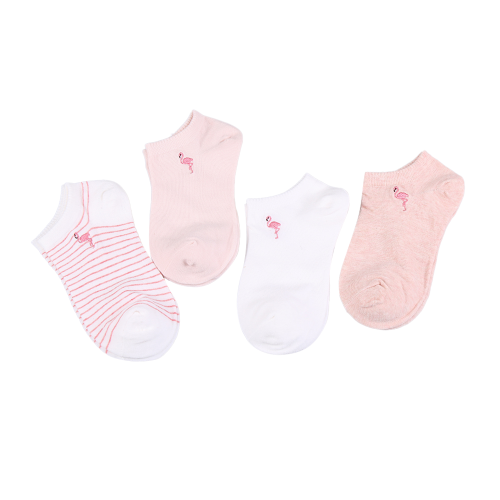 Warm colored embroidered flamingo socks for women embroidered patter