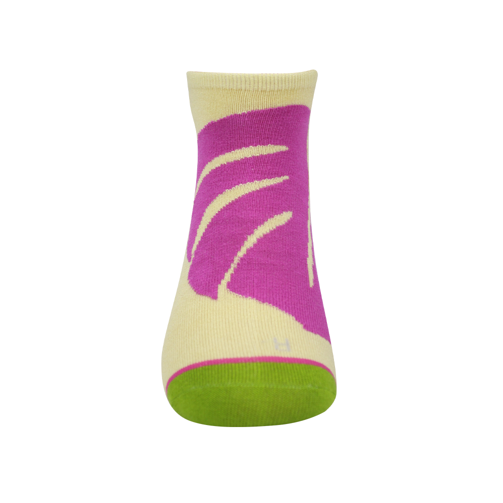 Palm tree pattern bright colors for women's boat socks