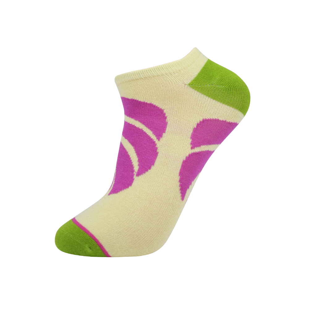 Palm tree pattern bright colors for women's boat socks