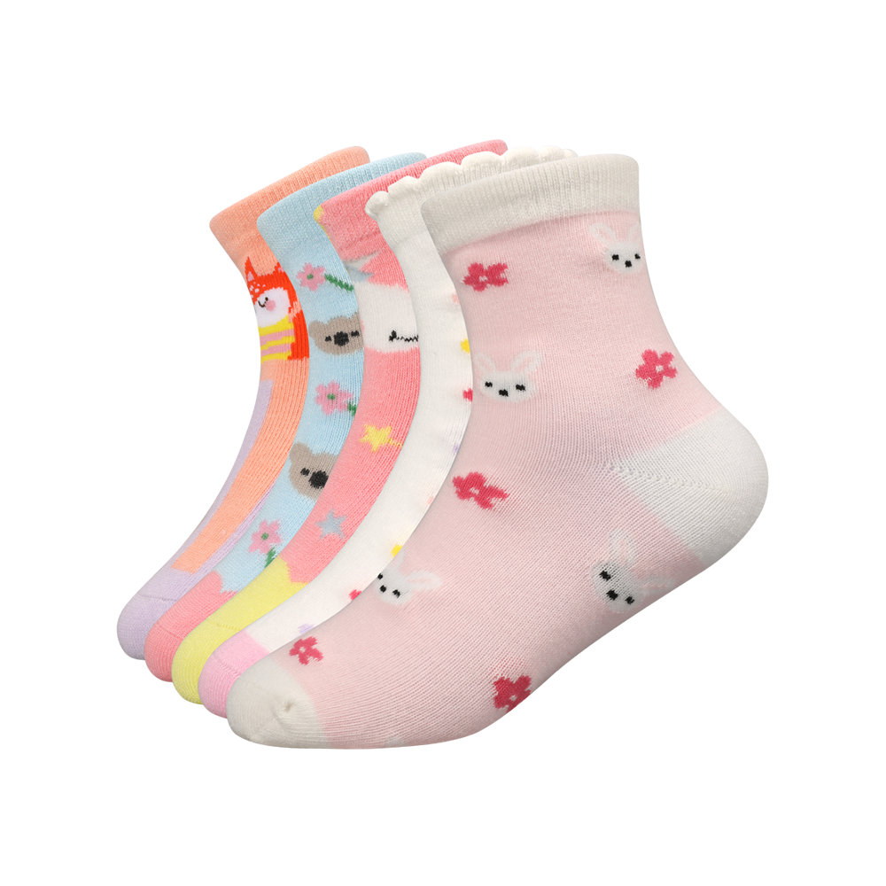 Multi-designed with 3d flower colorful socks for girls