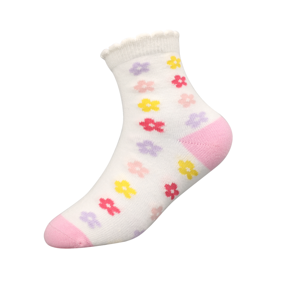 Multi-designed with 3d flower colorful socks for girls