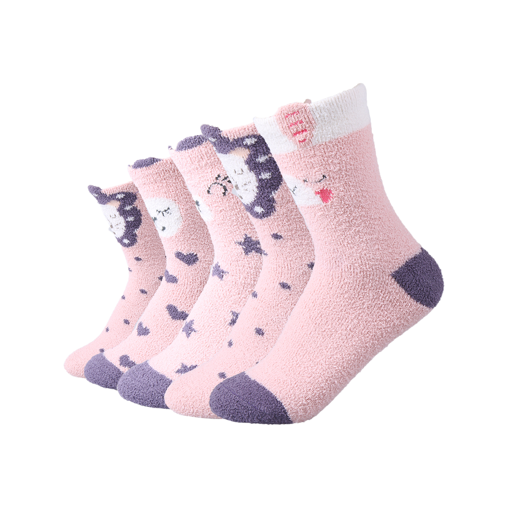 Cozy women socks custom pattern warm 3D ears socks winter fluffy women socks