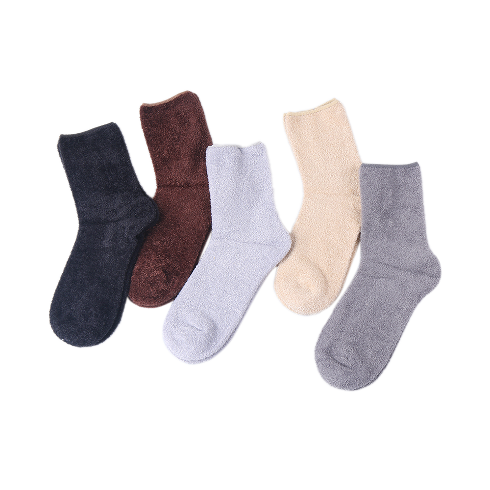 5 basic solid color thermal warm thick cozy men socks for winter