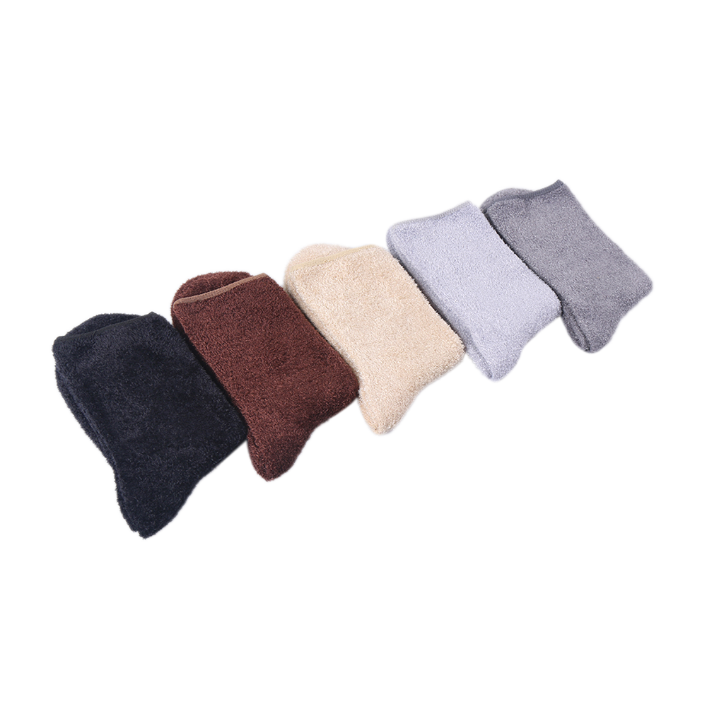 5 basic solid color thermal warm thick cozy men socks for winter