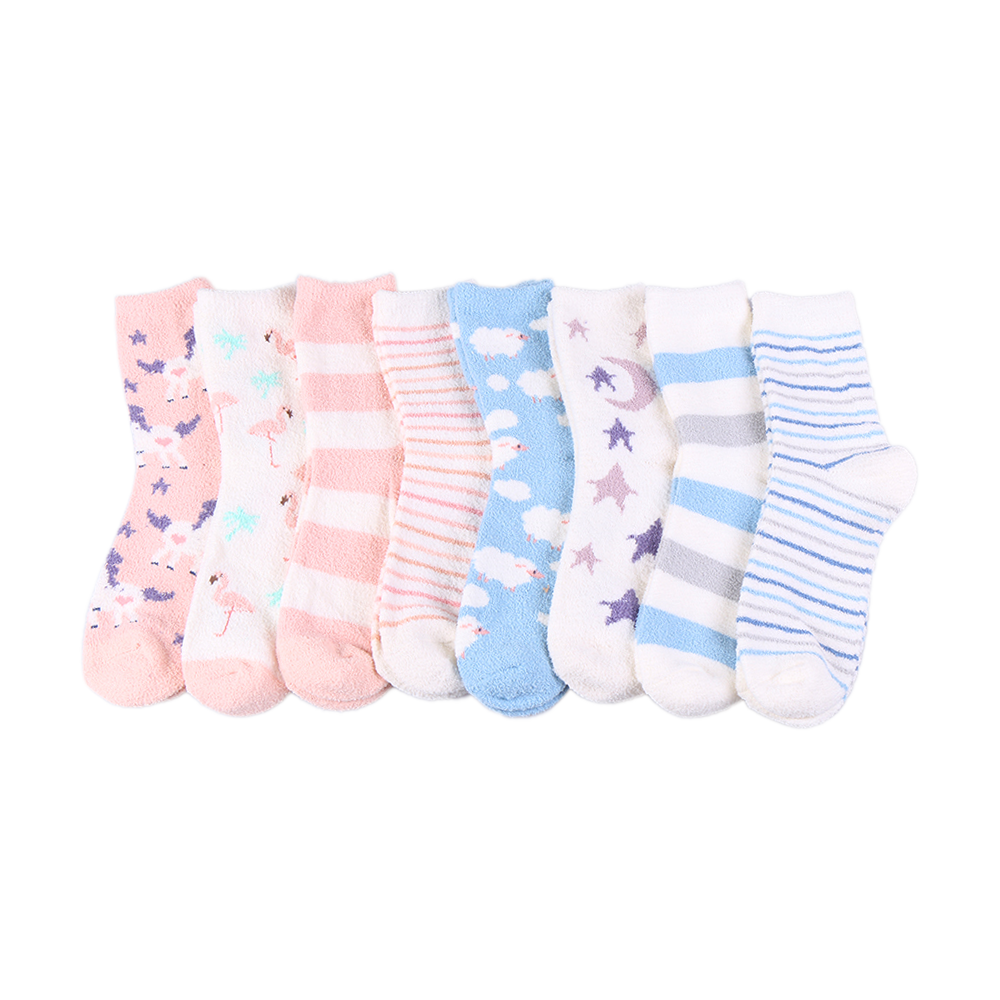 Cozy women socks custom pattern warm thermal fuzzy terry socks winter fluffy women socks