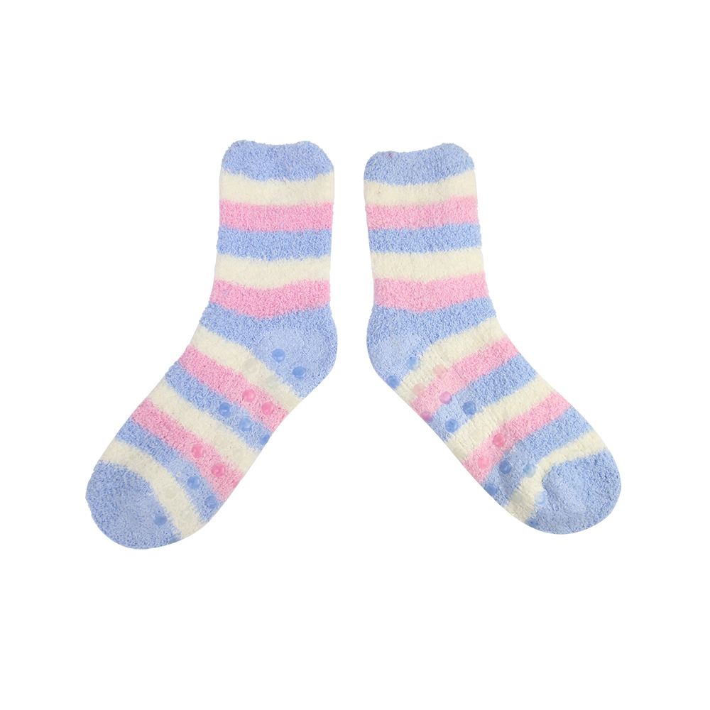 Stripes women winter sleep bed floor home socks cozy crew socks 