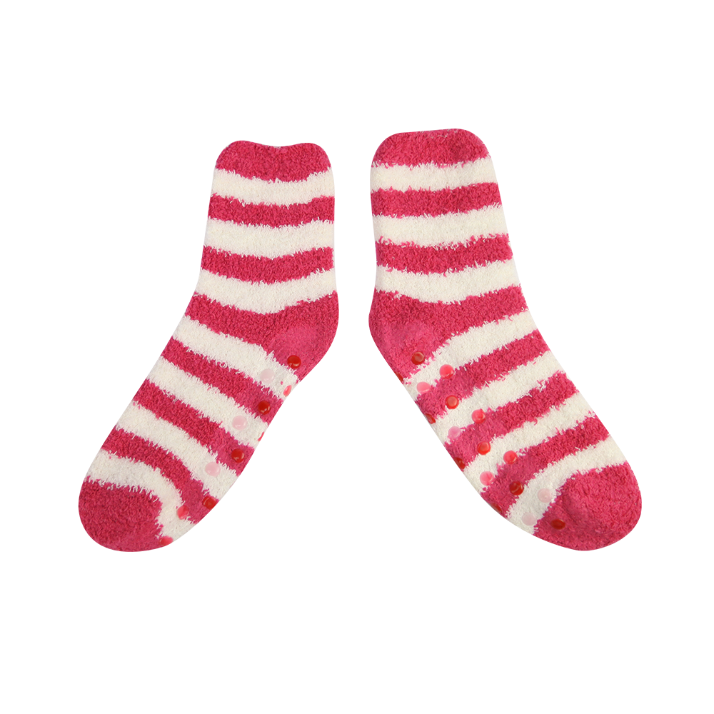 Stripes women winter sleep bed floor home socks cozy crew socks 