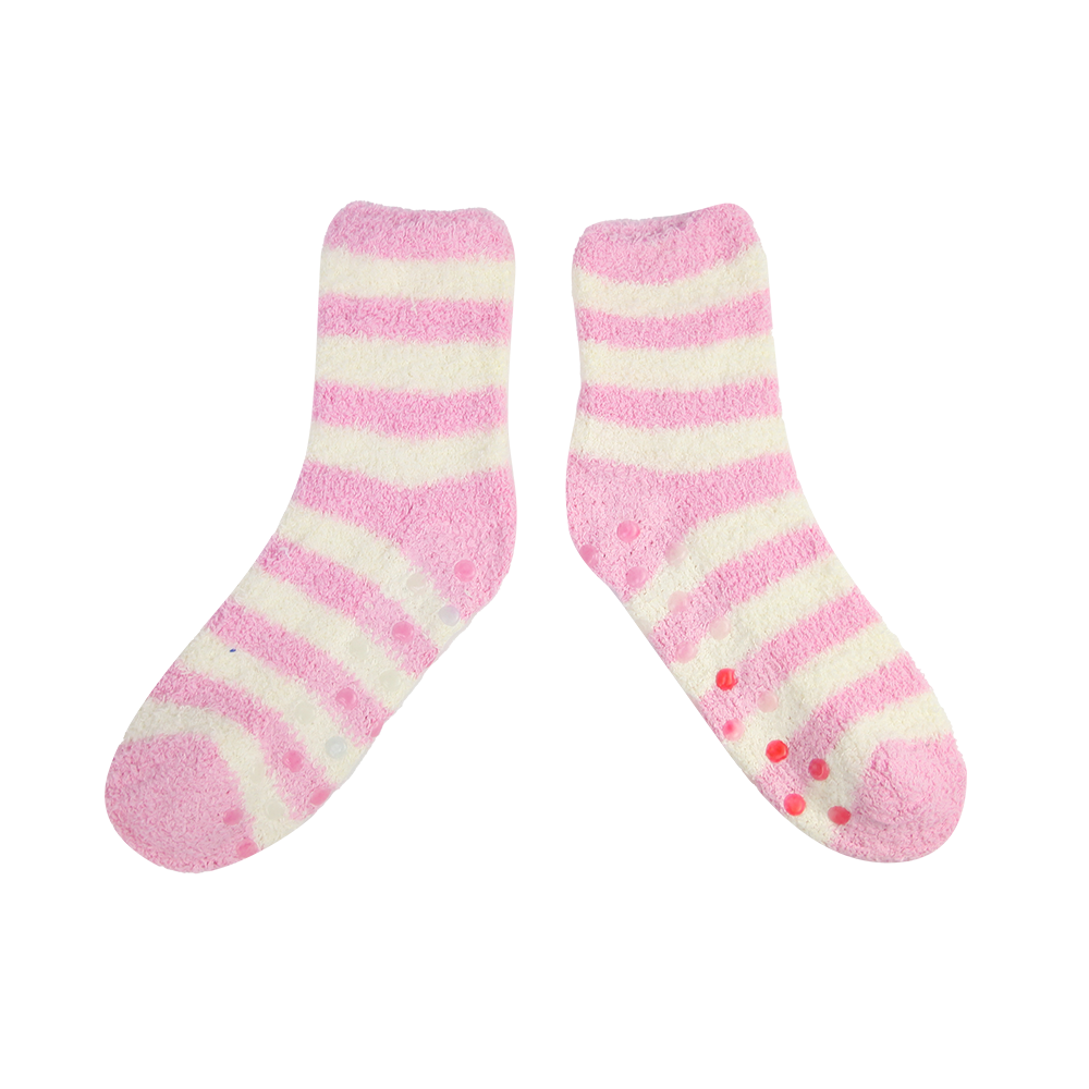 Stripes women winter sleep bed floor home socks cozy crew socks 