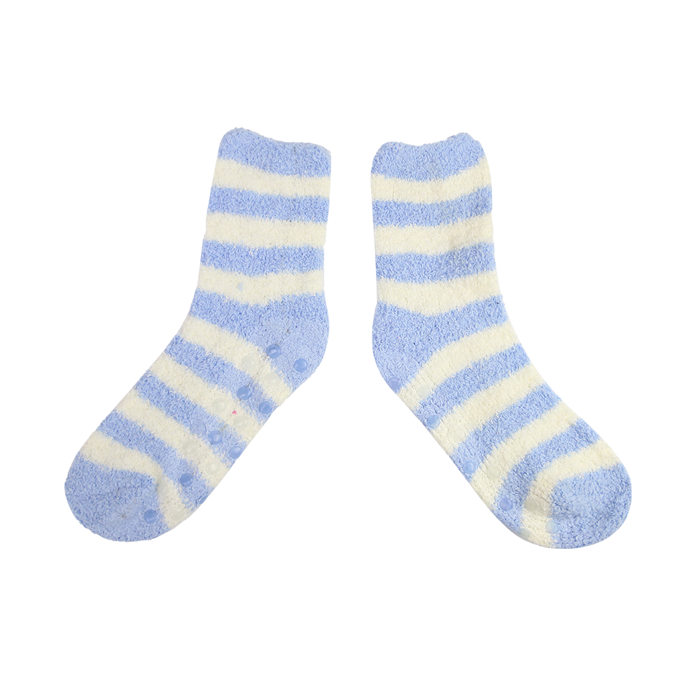 Stripes women winter sleep bed floor home socks cozy crew socks 