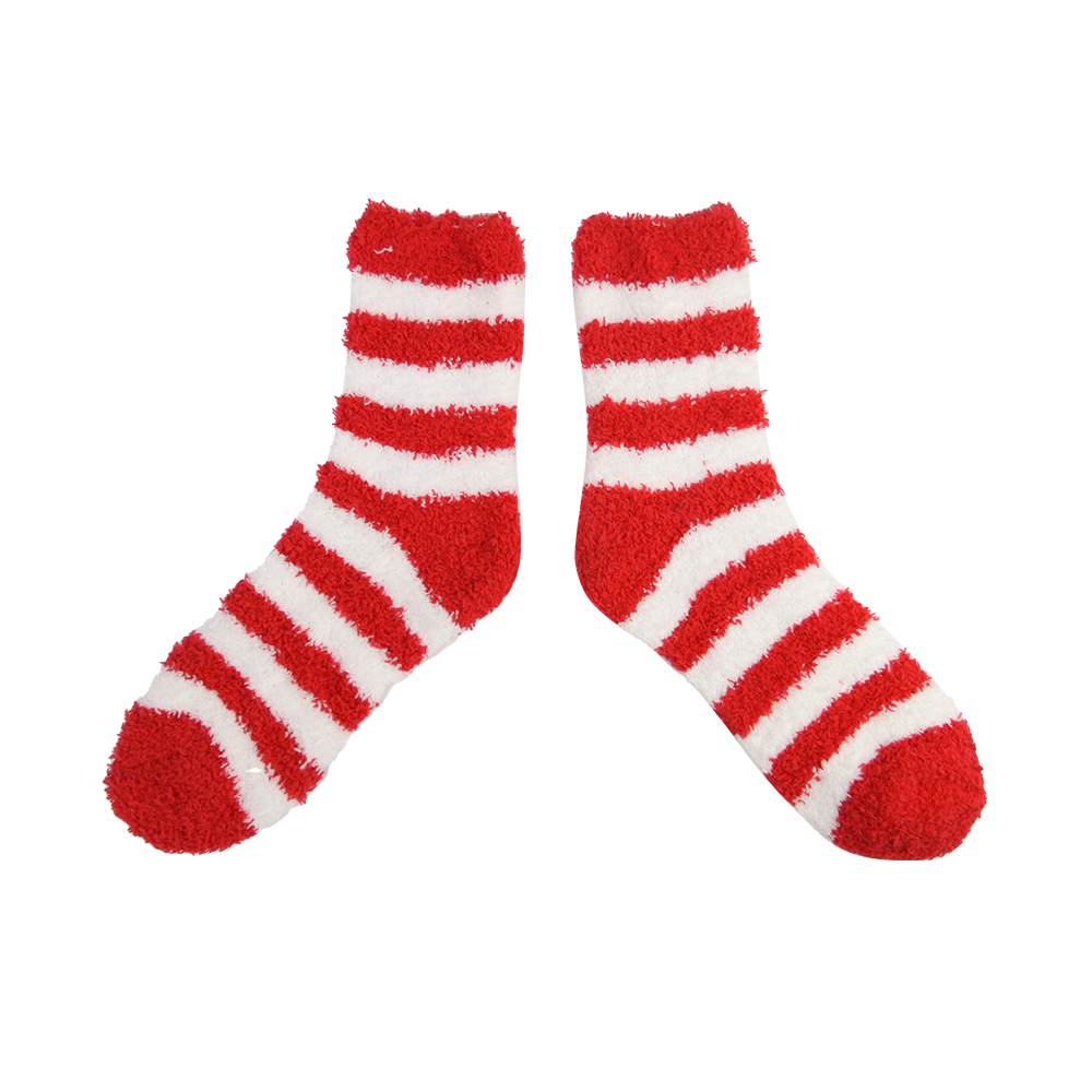 Stripes women winter sleep bed floor home socks cozy crew socks 