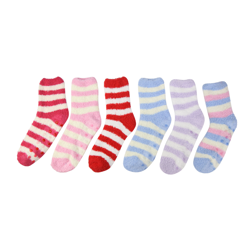 Stripes women winter sleep bed floor home socks cozy crew socks 