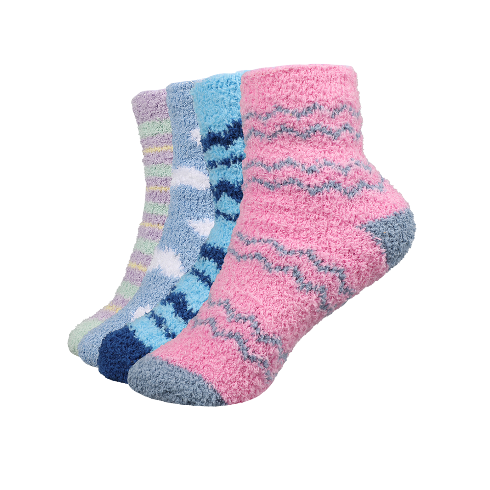 Simple pattern sleeping winter socks woman fluffy thick cozy soft fuzzy socks