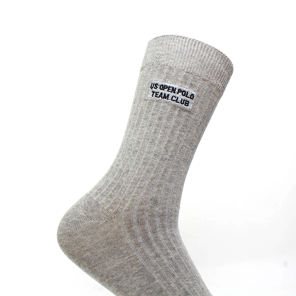 Dress socks basic style with emboridery gery and black color combed cotton socks  