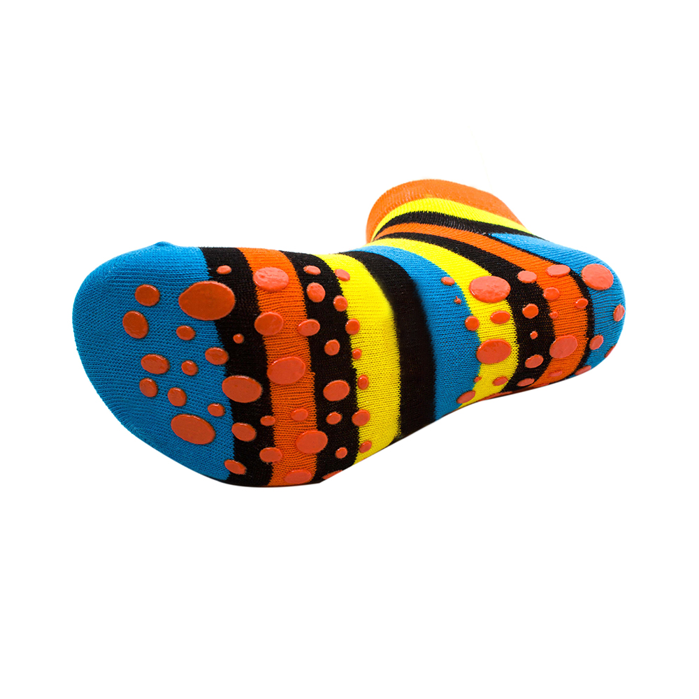 Cotton trampoline stripe design suitable for ready socks non slip socks