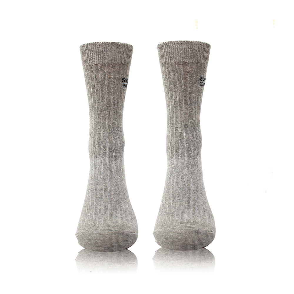 Dress socks basic style with emboridery gery and black color combed cotton socks  