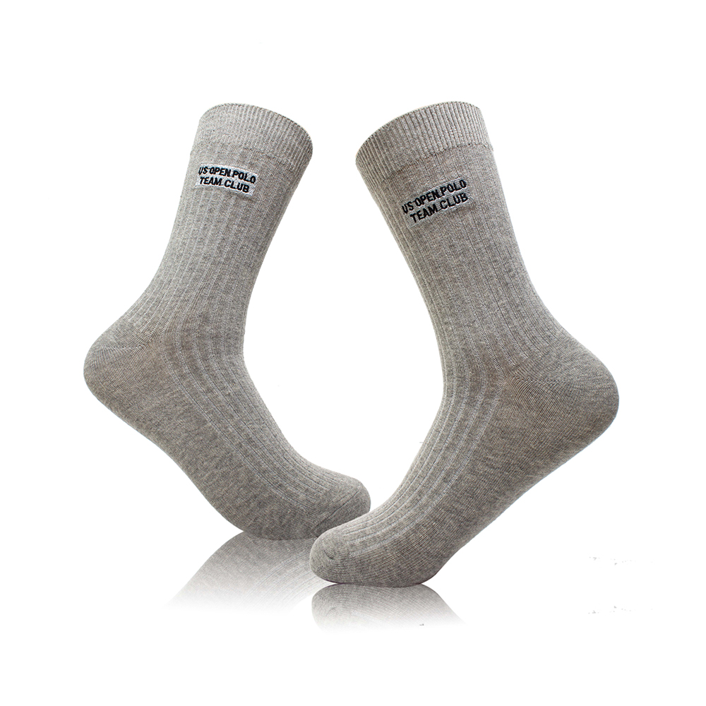 Dress socks basic style with emboridery gery and black color combed cotton socks  