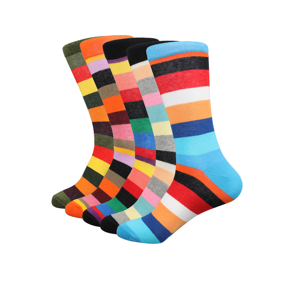 Full cotton jacquard dress socks colorful stripe funny uniex crew happy socks