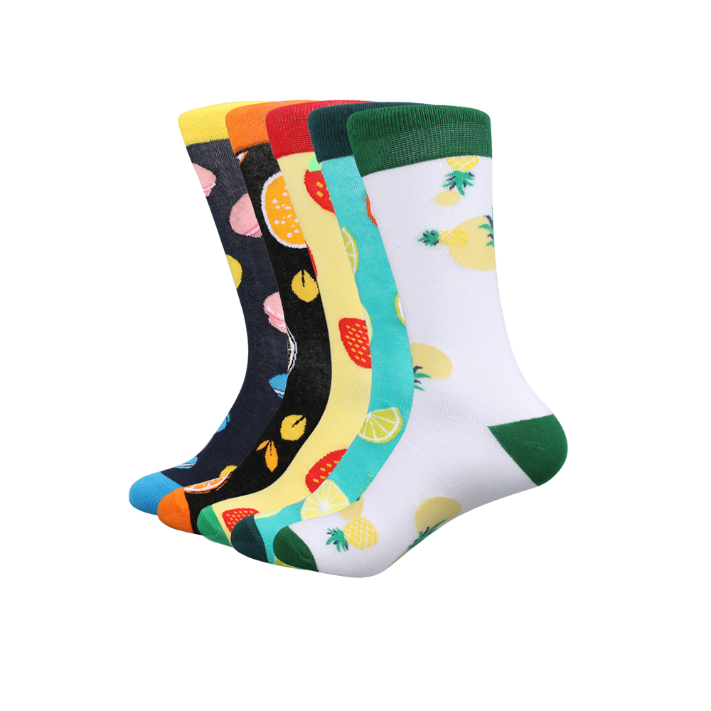 Fruit design colorful funny crew cotton uniex fashion socks