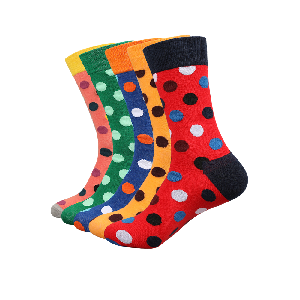 Cotton jacquard colorful dots dress socks colorful uniex crew socks