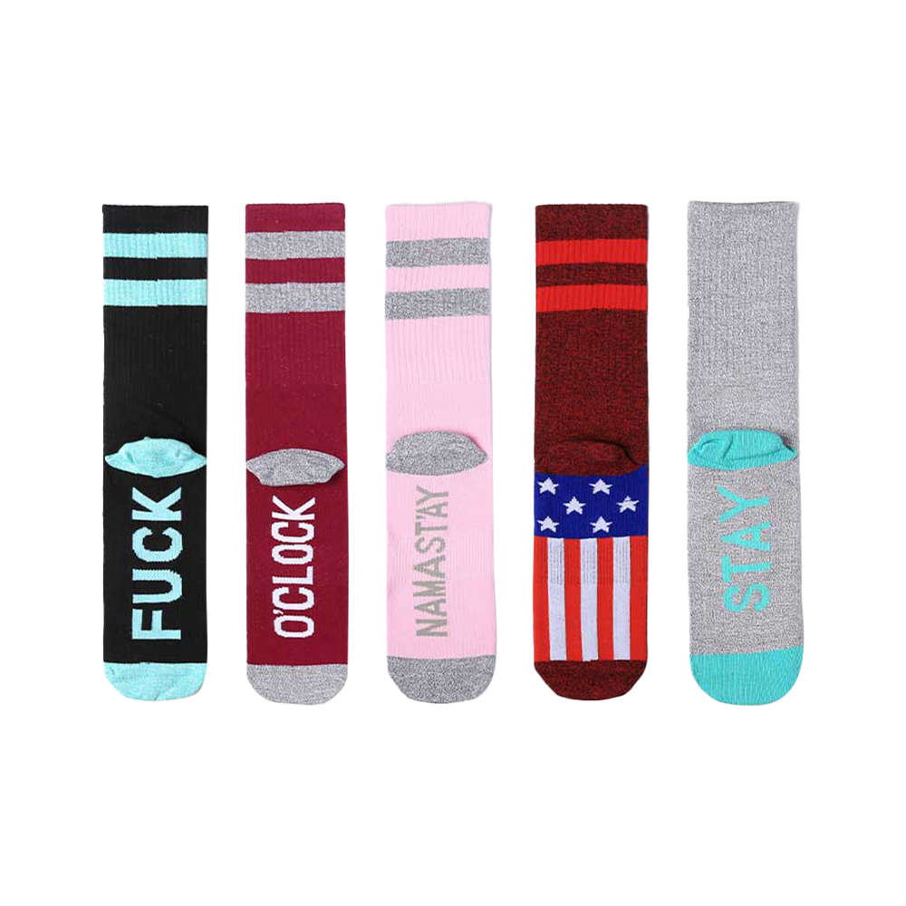 USA style socks design tube cotton man jacquard socks