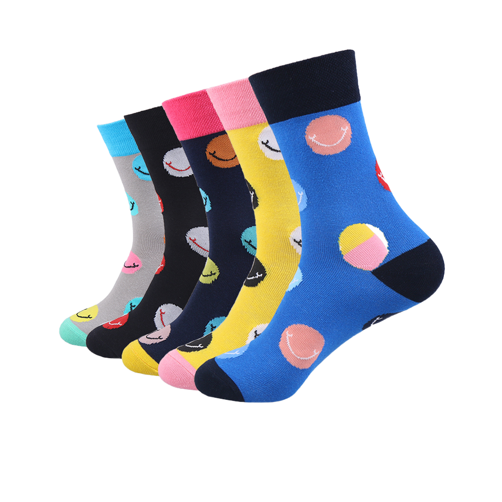 Full cotton jacquard dress socks colorful festival crazy funny women men crew happy socks