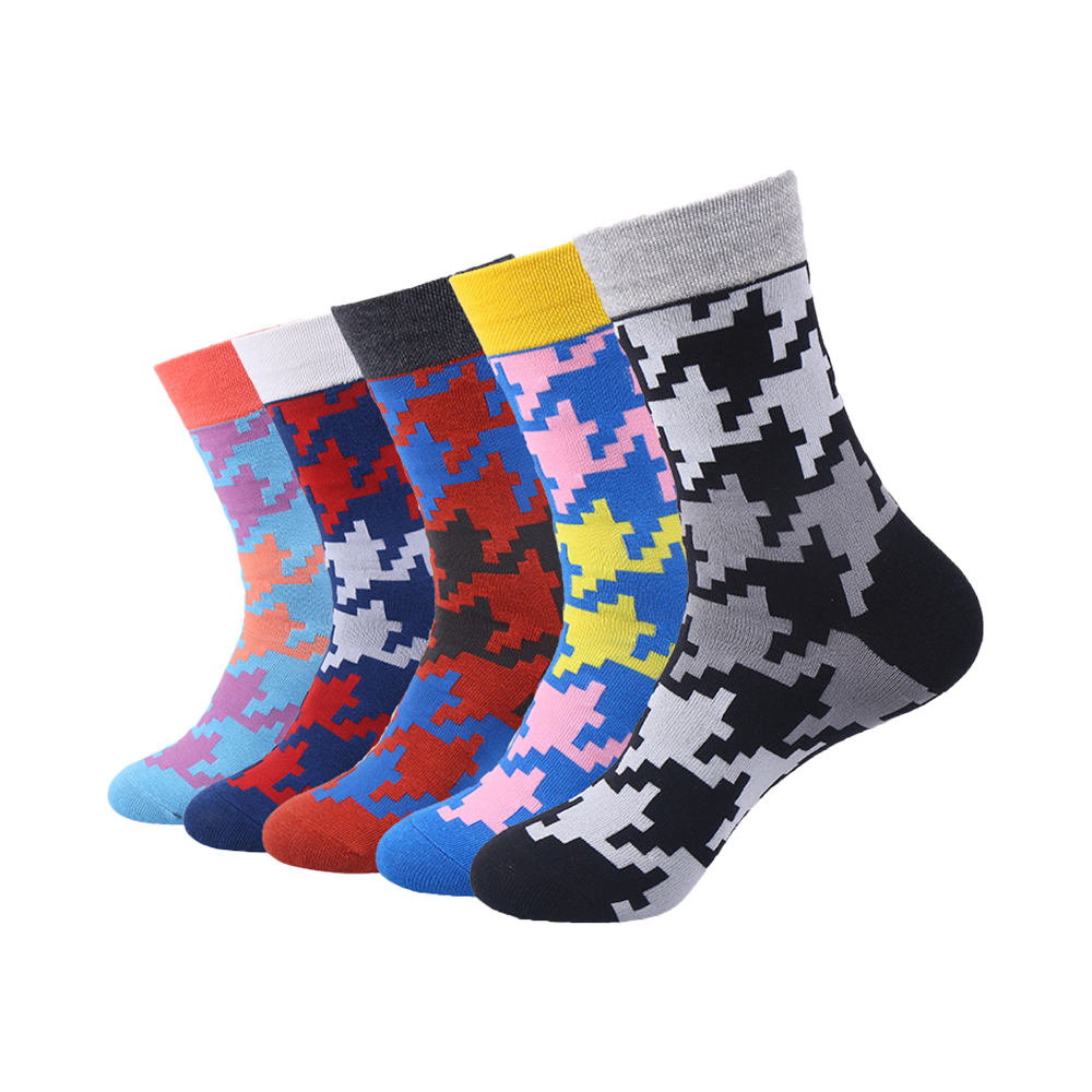 Casual jacquard knitted letter crew cotton brands funny socks men