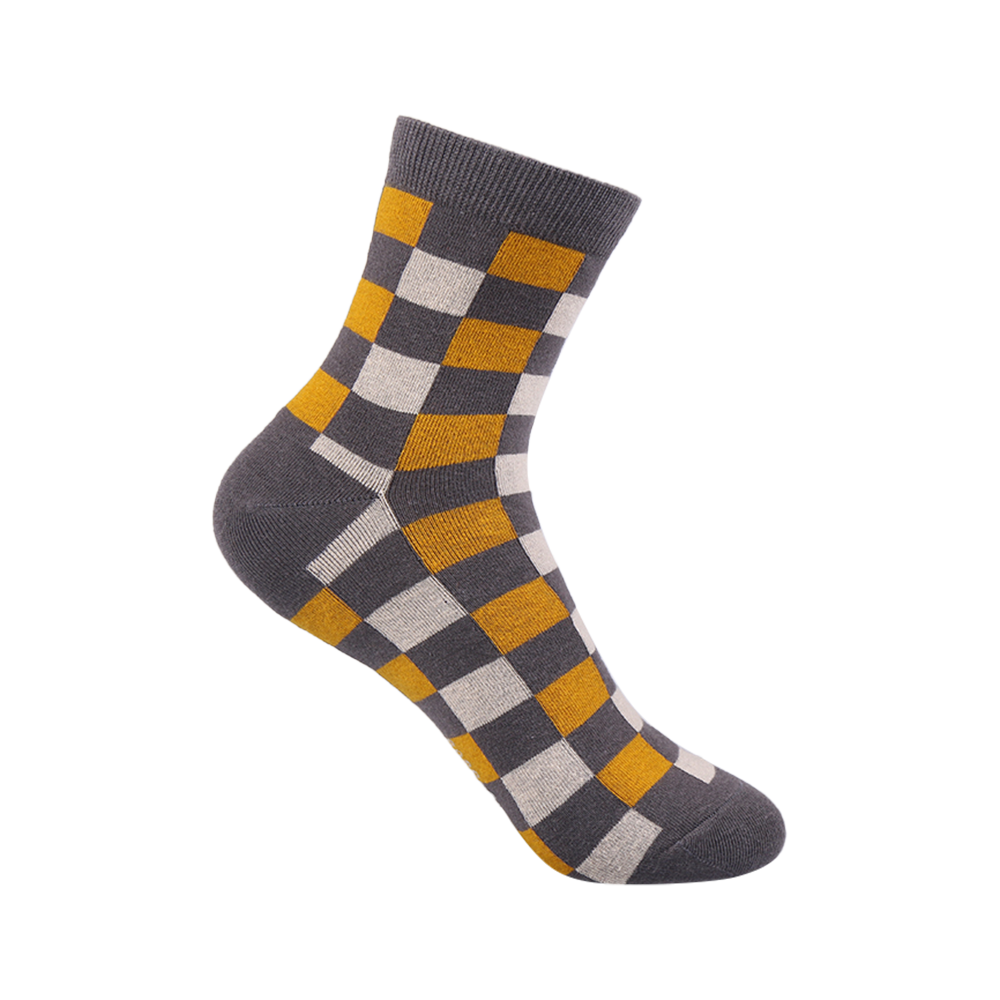 Casual jacquard blocks crew cotton men women socks