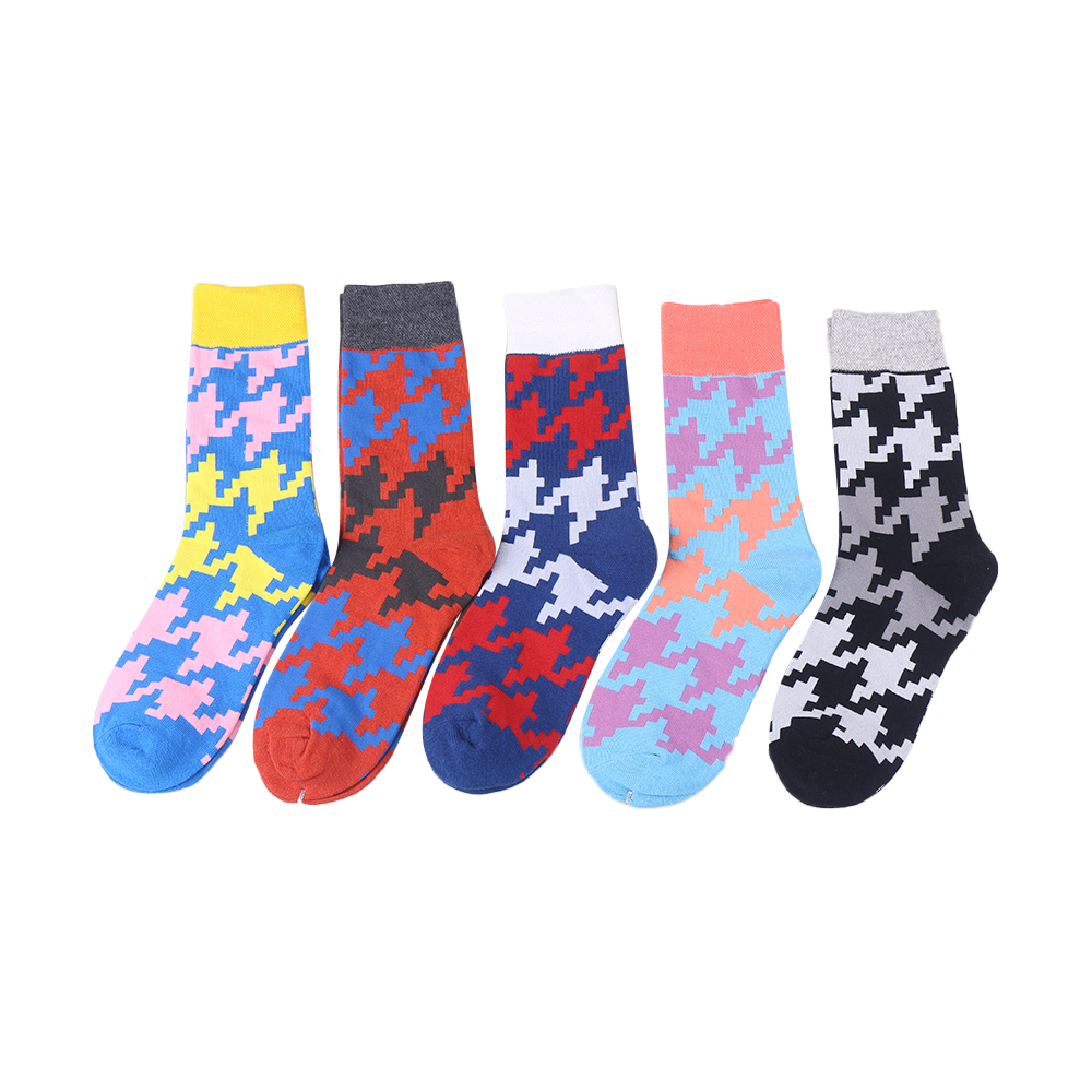 Casual jacquard knitted letter crew cotton brands funny socks men