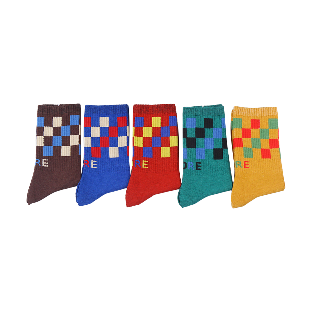 High rib sports style block design men socks colorful unisex women cotton happy socks