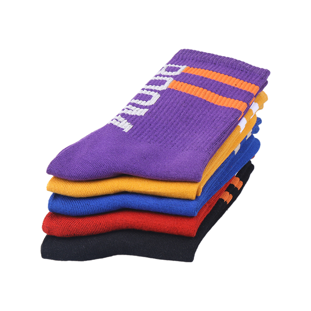 High rib sports style men socks colorful unisex women cotton happy socks