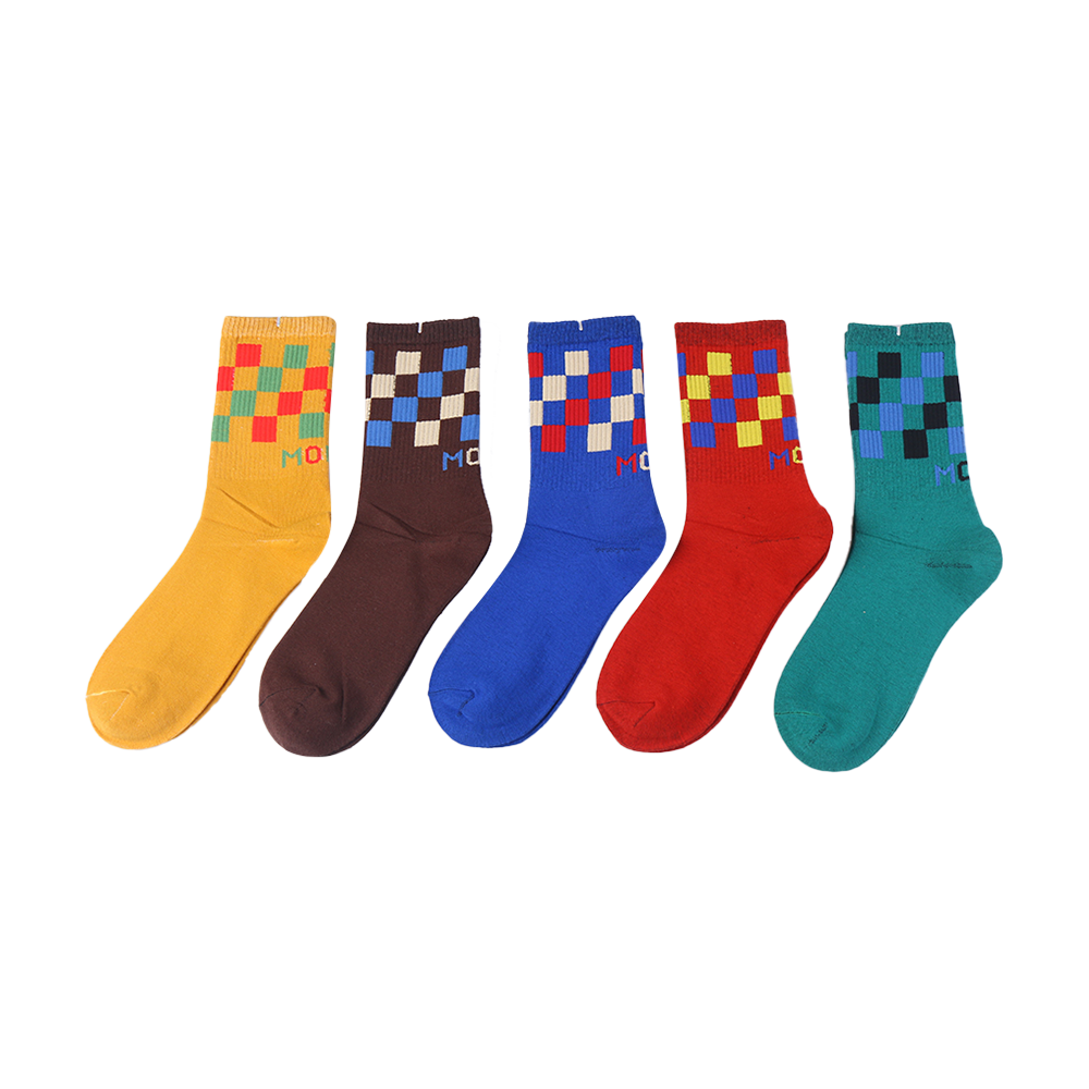 High rib sports style block design men socks colorful unisex women cotton happy socks