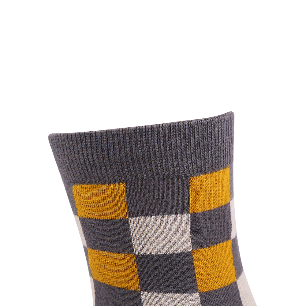 Casual jacquard blocks crew cotton men women socks